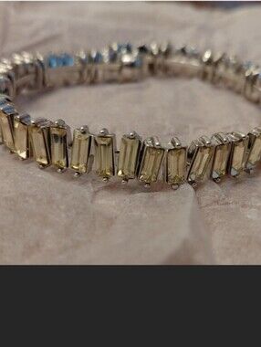 Avon Yellow Baguette Crystal Tennis Bracelet